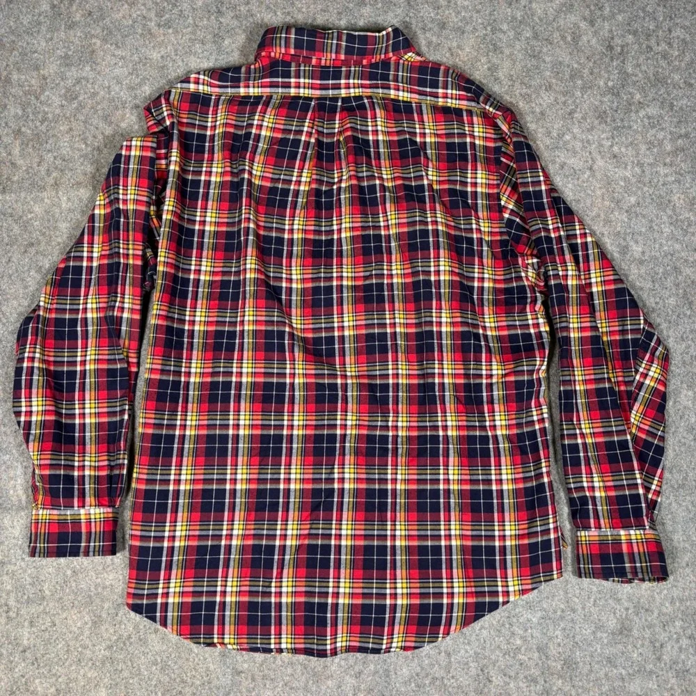 Brooks Brothers Button Down Shirt Mens XL Red Plaid Slim Fit Cotton Polo Shirt